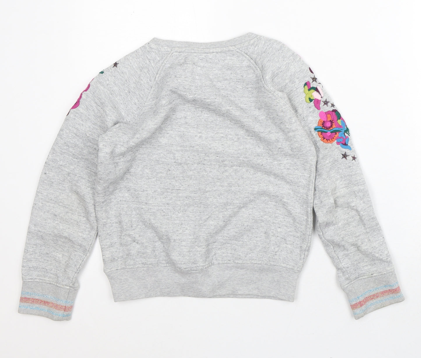NEXT Girls Grey Floral Cotton Pullover Sweatshirt Size 9 Years