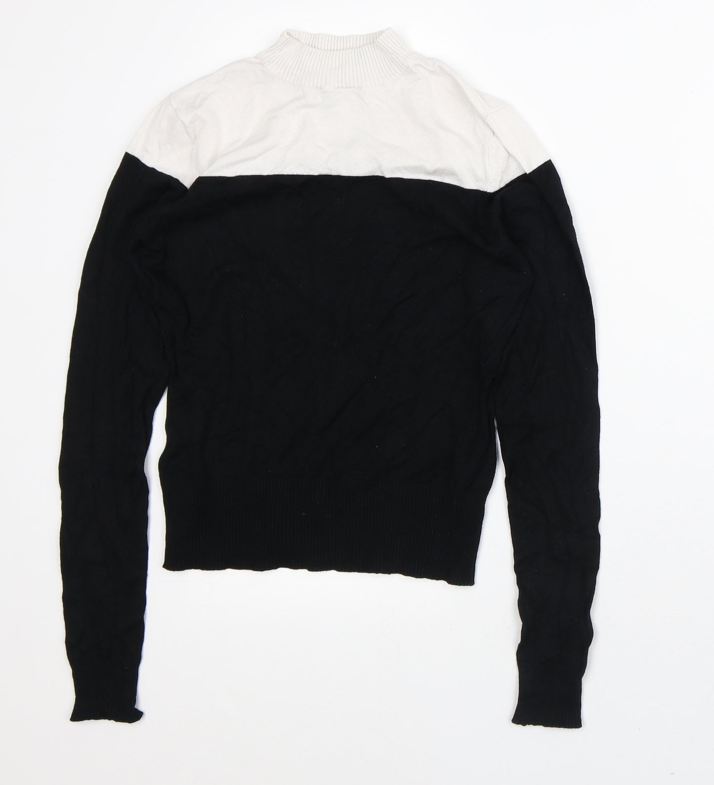 New Look Womens Black Striped Viscose Pullover Sweatshirt Size 10