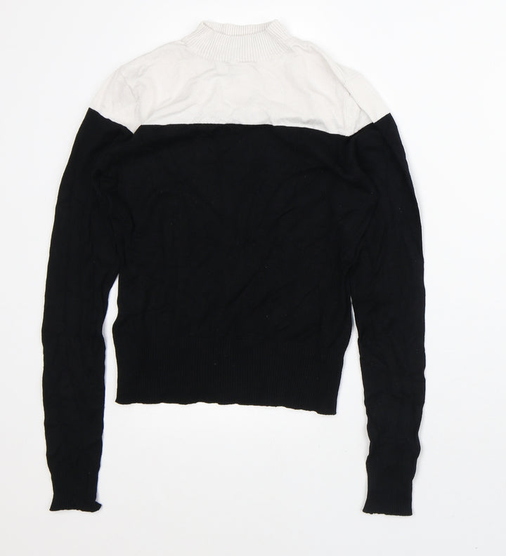 New Look Womens Black Striped Viscose Pullover Sweatshirt Size 10