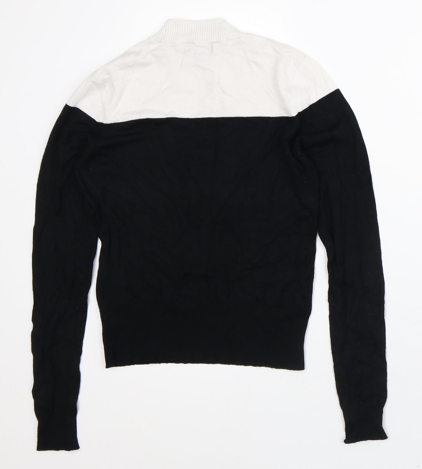 New Look Womens Black Striped Viscose Pullover Sweatshirt Size 10