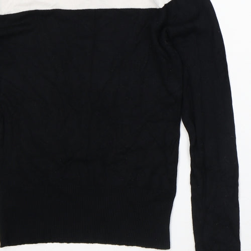 New Look Womens Black Striped Viscose Pullover Sweatshirt Size 10