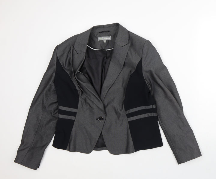 Marks & Spencer Womens Grey Striped Jacket Blazer Size 16