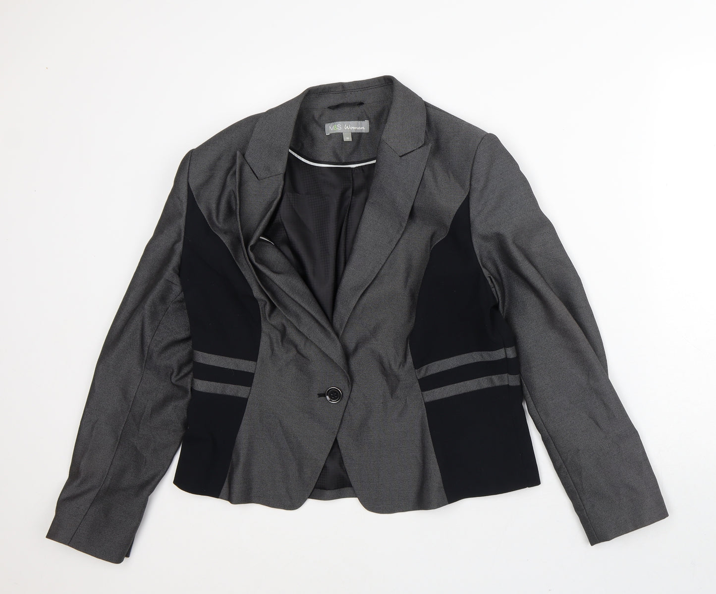 Marks and Spencer Womens Grey Striped Jacket Blazer Size 16