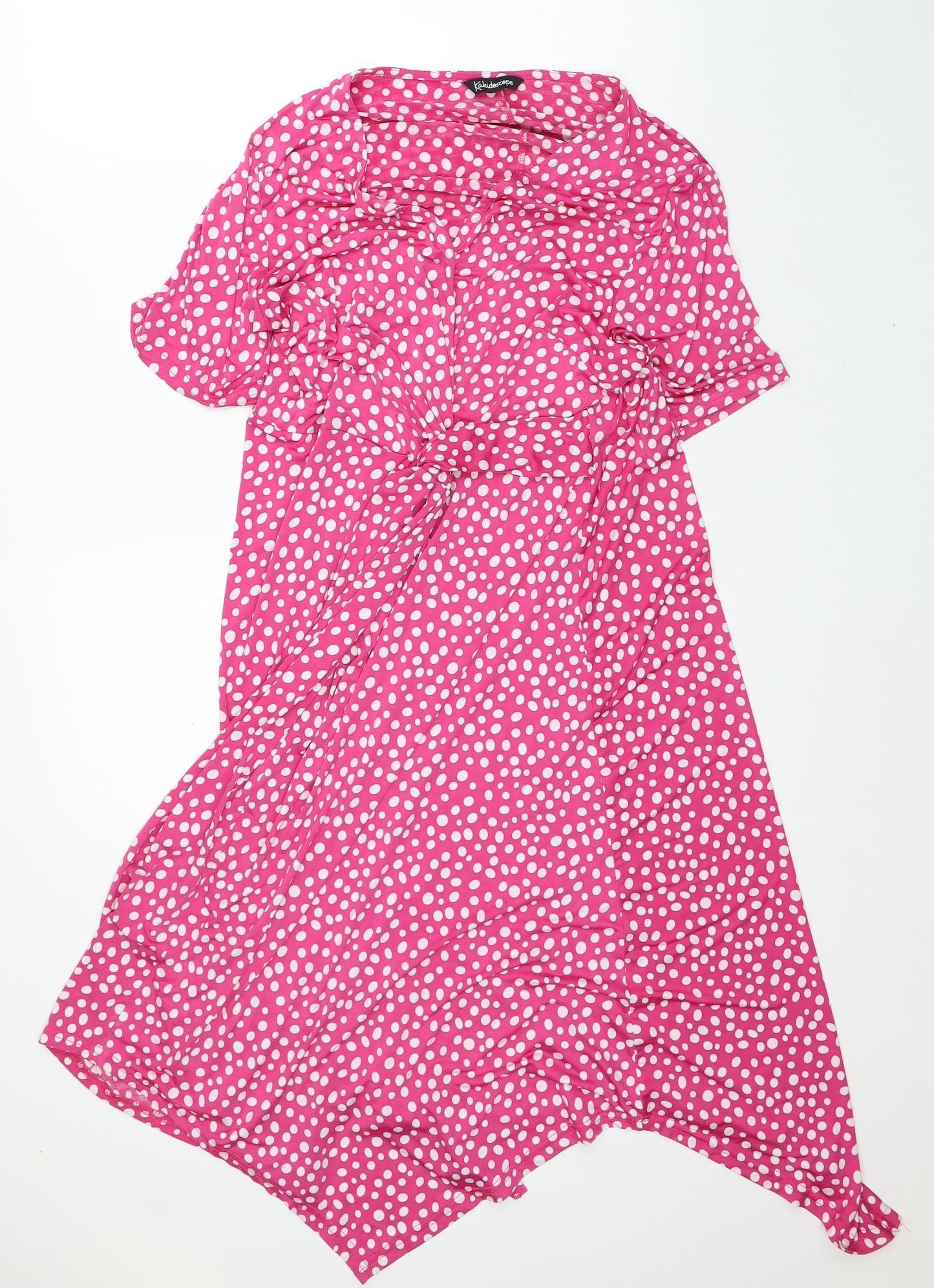 Kaleidoscope Womens Pink Polka Dot Polyester Maxi Size 16 V-Neck