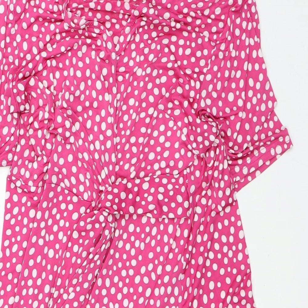 Kaleidoscope Womens Pink Polka Dot Polyester Maxi Size 16 V-Neck