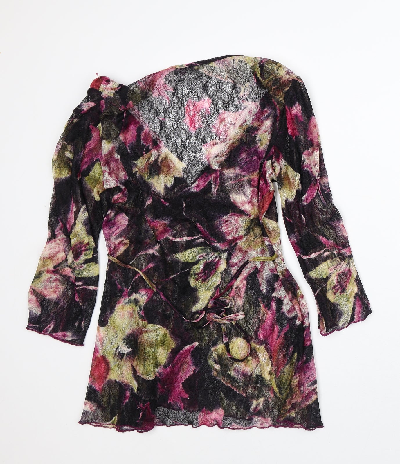 Per Una Womens Black Floral Polyester Tunic Blouse Size 14 V-Neck