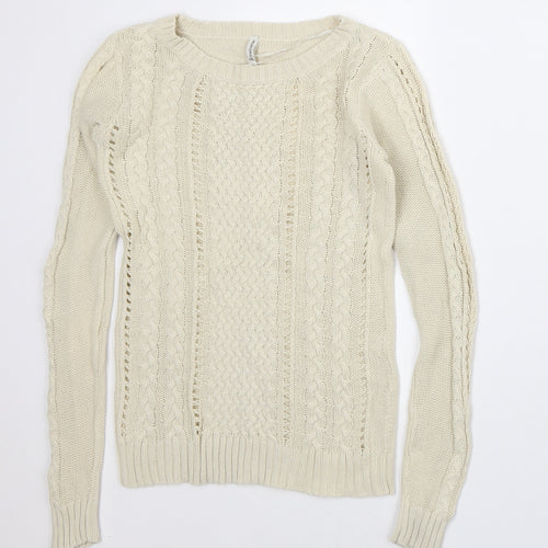 Astradivarius Womens Beige Crew Neck Polyester Pullover Jumper Size S