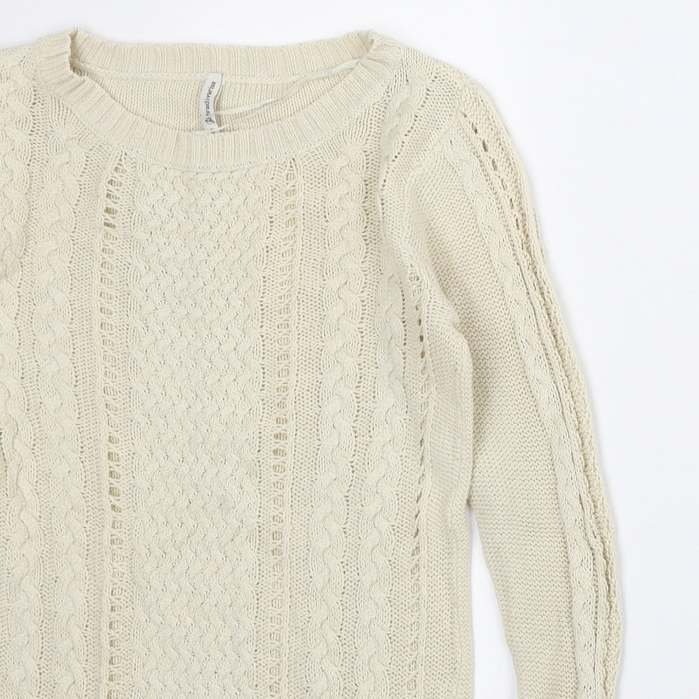 Astradivarius Womens Beige Crew Neck Polyester Pullover Jumper Size S