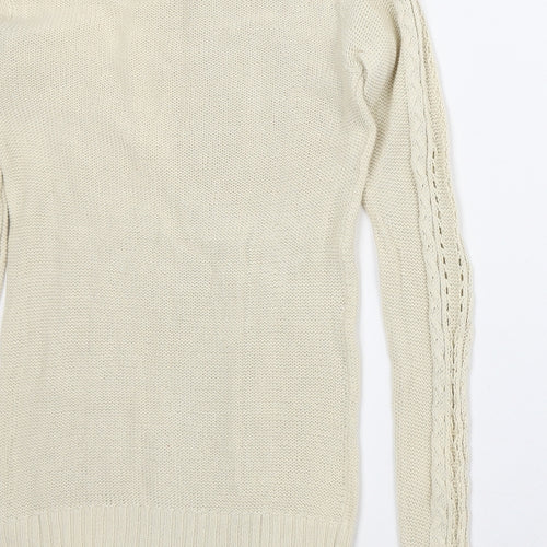 Astradivarius Womens Beige Crew Neck Polyester Pullover Jumper Size S