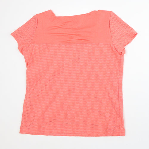 Marc New York Womens Orange Geometric Polyester Basic T-Shirt Size L Round Neck - 2 Layers