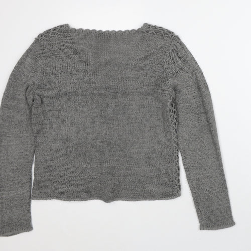 Runa Womens Grey V-Neck Cotton Pullover Jumper Size S