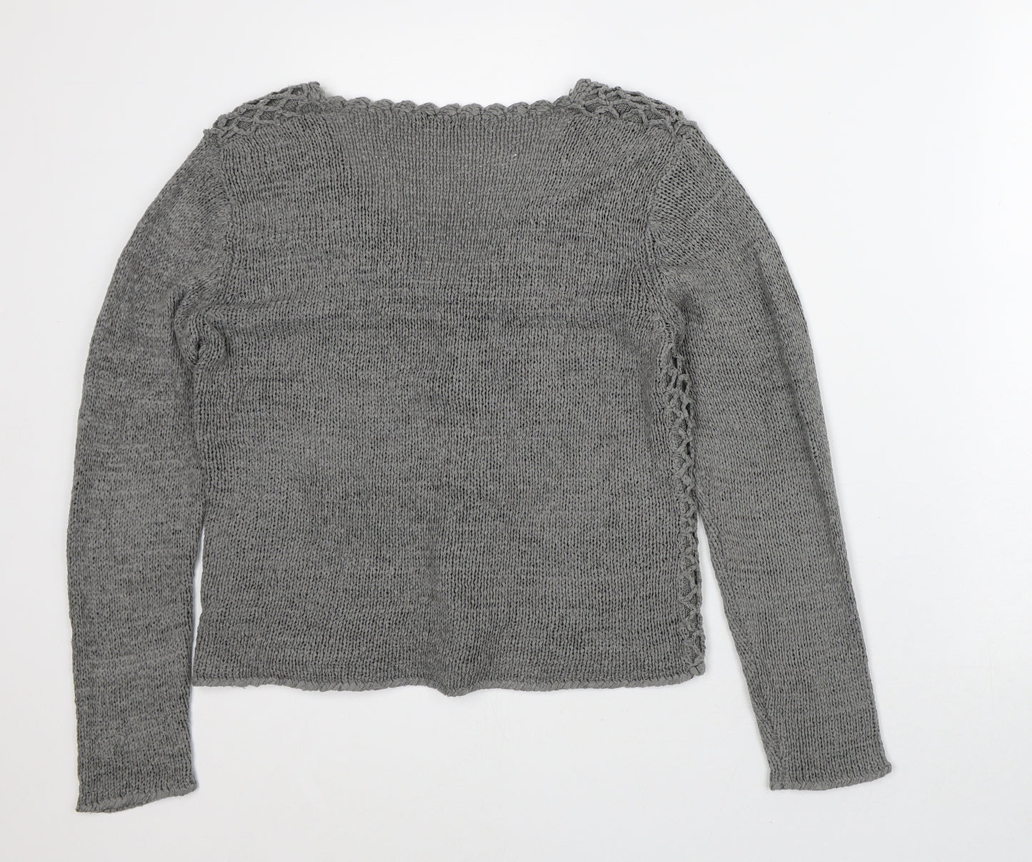 Runa Womens Grey V-Neck Cotton Pullover Jumper Size S