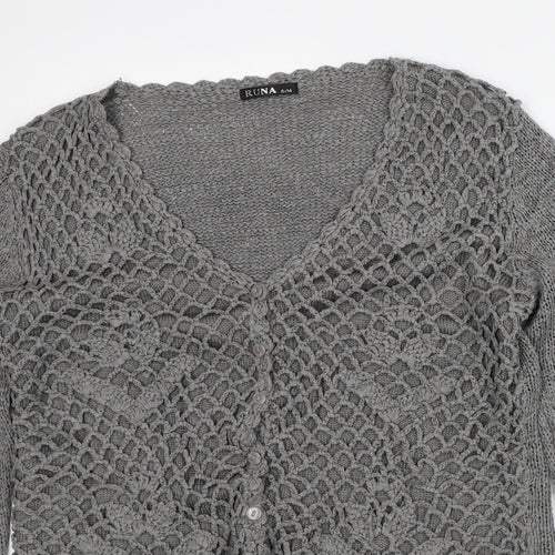 Runa Womens Grey V-Neck Cotton Pullover Jumper Size S
