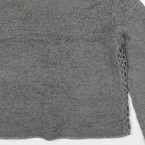 Runa Womens Grey V-Neck Cotton Pullover Jumper Size S