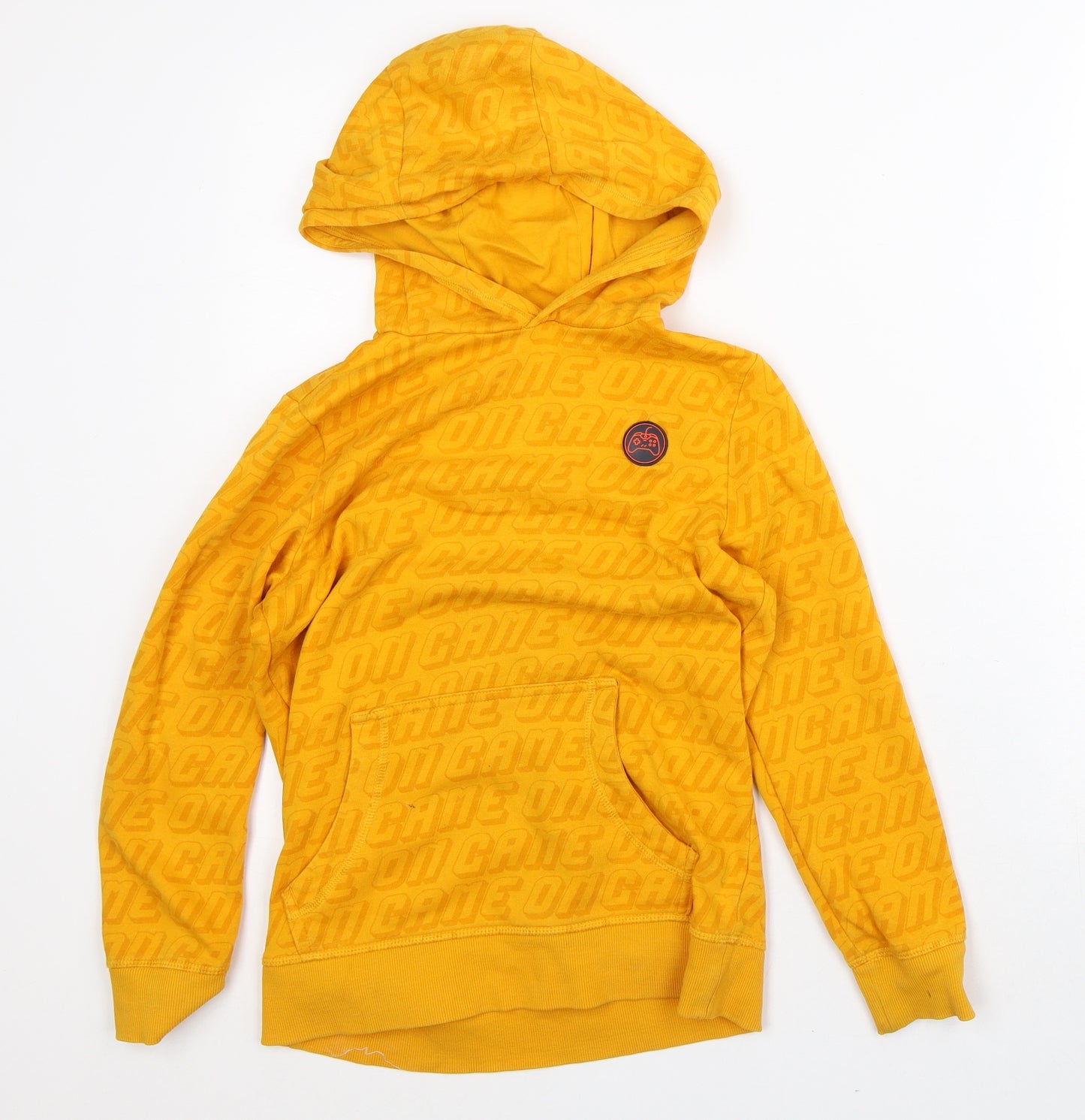 F&F Boys Orange Geometric Cotton Pullover Hoodie Size 9-10 Years - Game on