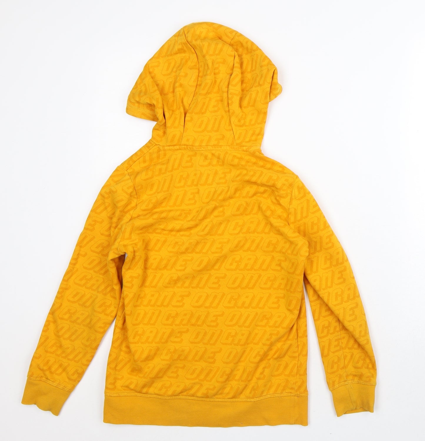 F&F Boys Orange Geometric Cotton Pullover Hoodie Size 9-10 Years - Game on
