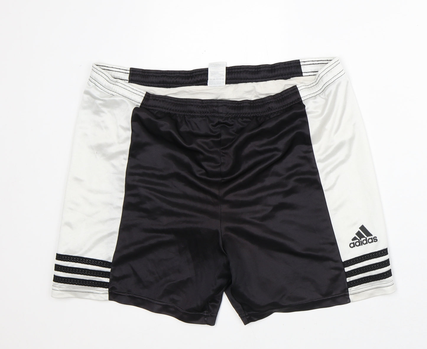 adidas Mens White Striped Polyester Sweat Shorts Size M L6 in Regular
