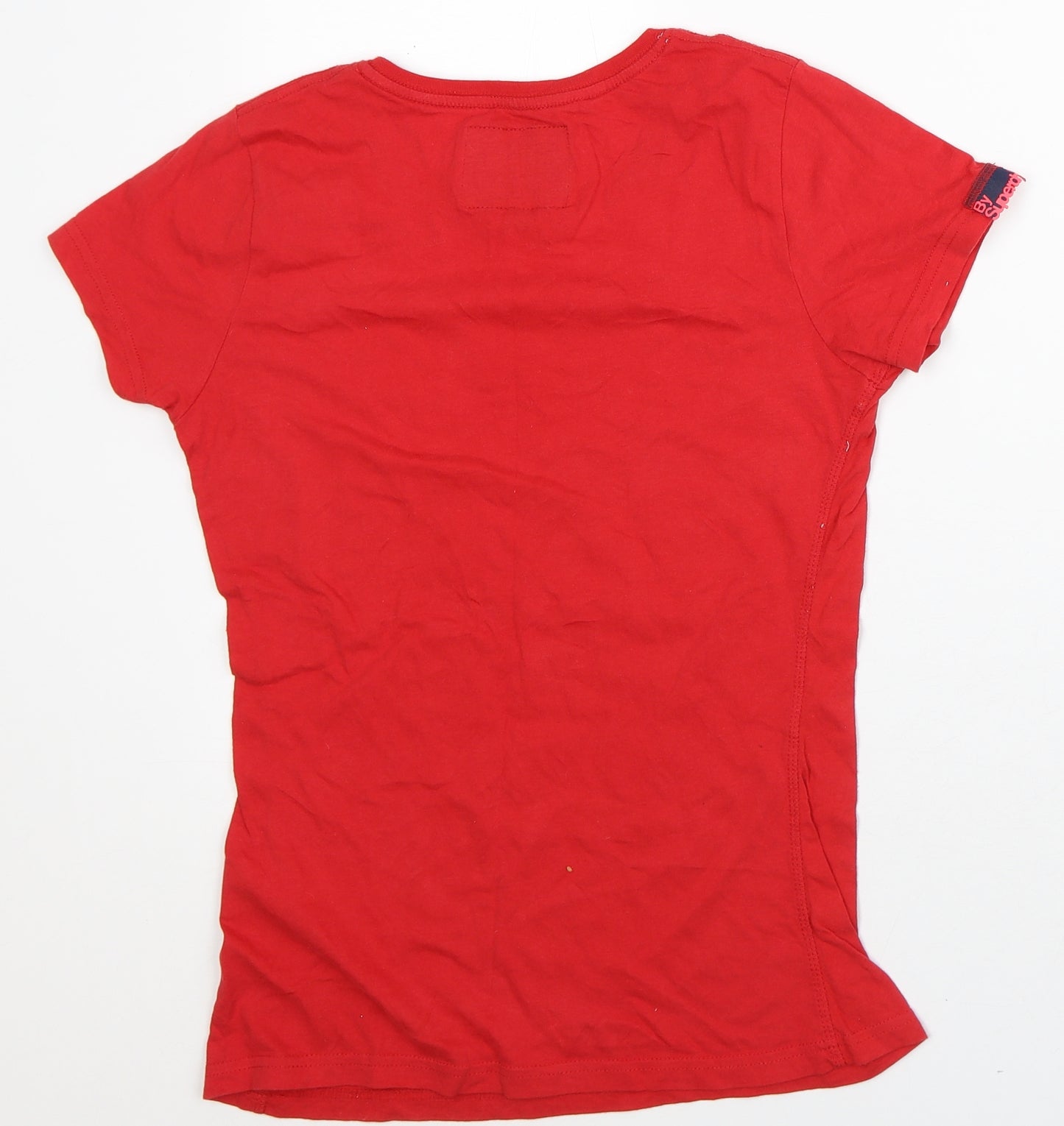 Superdry Womens Red Cotton Basic T-Shirt Size M Round Neck