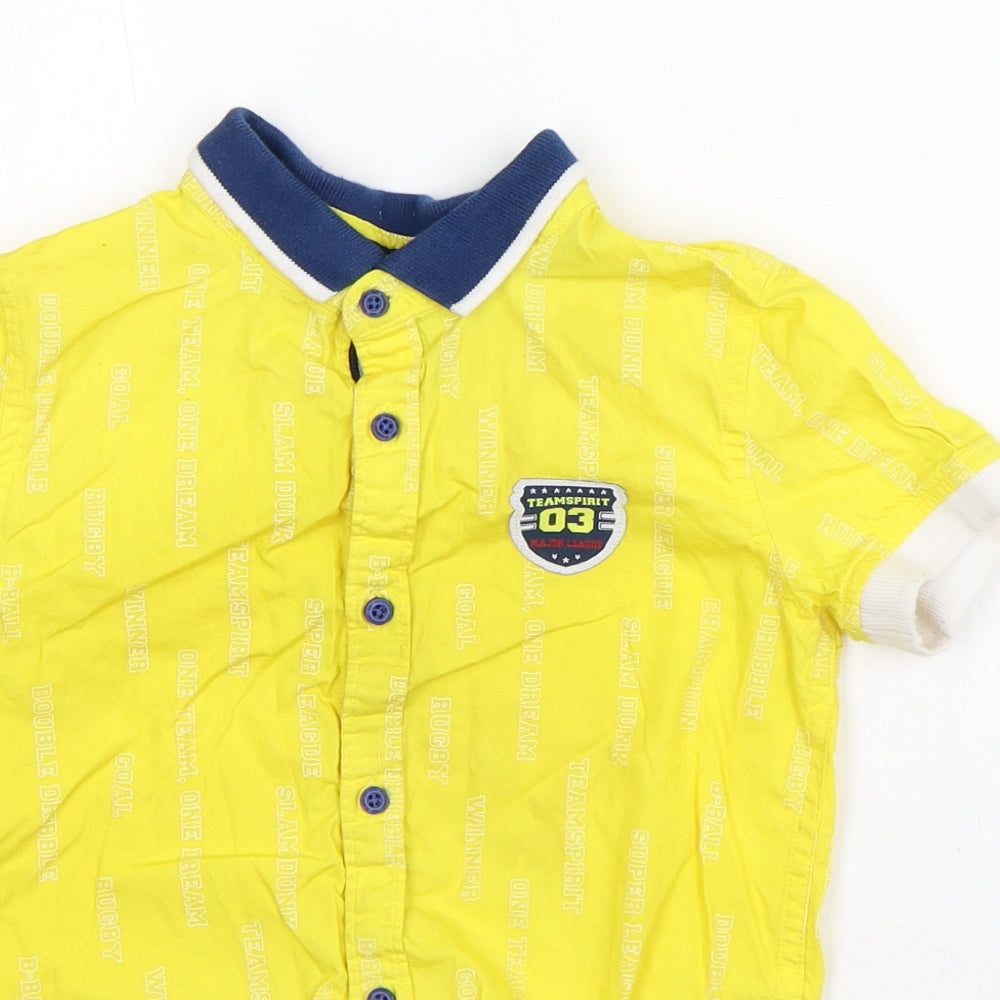 Team Spirit Boys Yellow Geometric Cotton Basic Polo Size 5-6 Years Collared