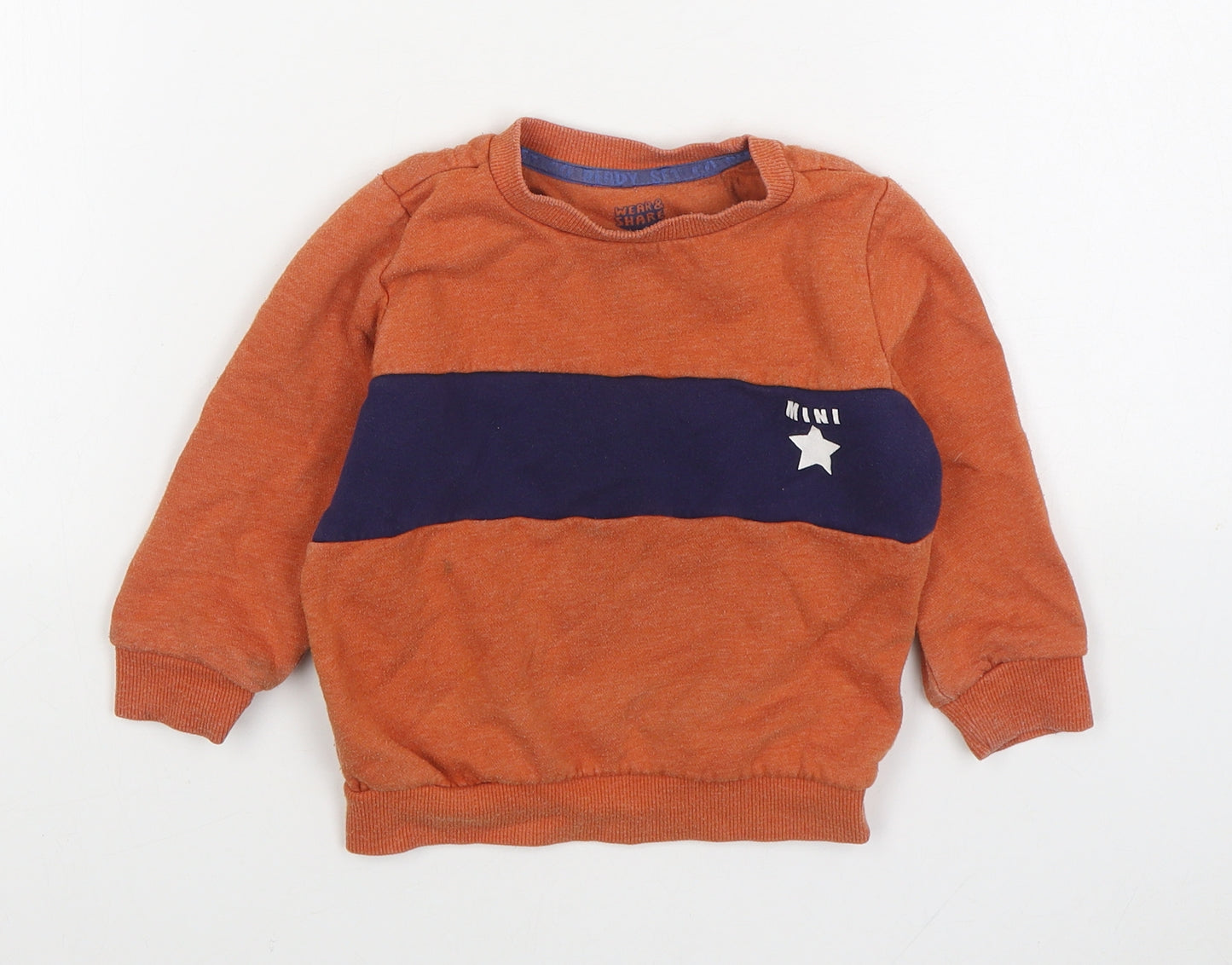 F&F Boys Orange Cotton Pullover Sweatshirt Size 2-3 Years Pullover