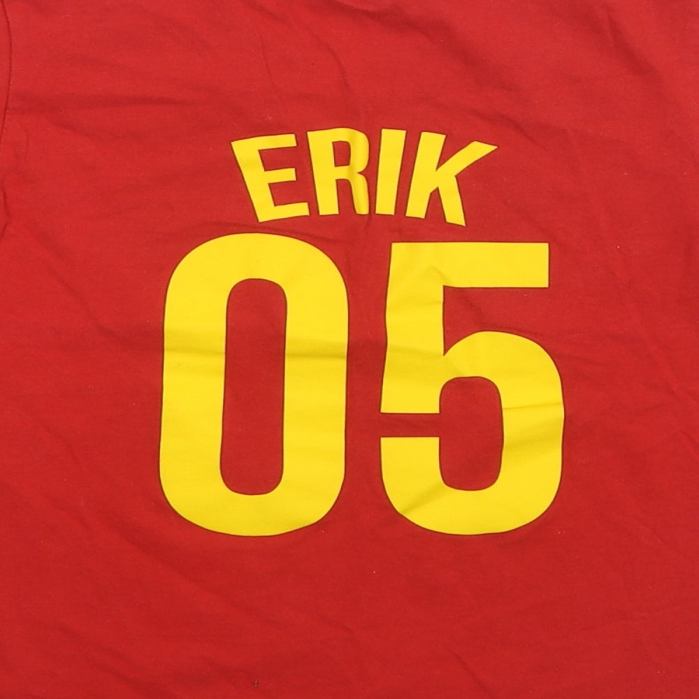 Gildan Boys Red 100% Cotton Basic T-Shirt Size 7-8 Years Round Neck Pullover