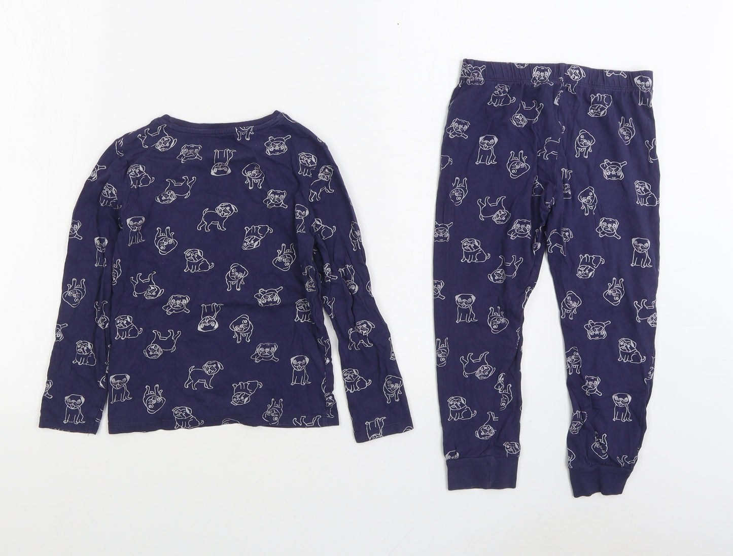 F&F Boys Blue Geometric Cotton Pyjama Set Size 5-6 Years Pullover