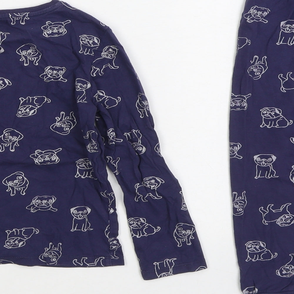 F&F Boys Blue Geometric Cotton Pyjama Set Size 5-6 Years Pullover