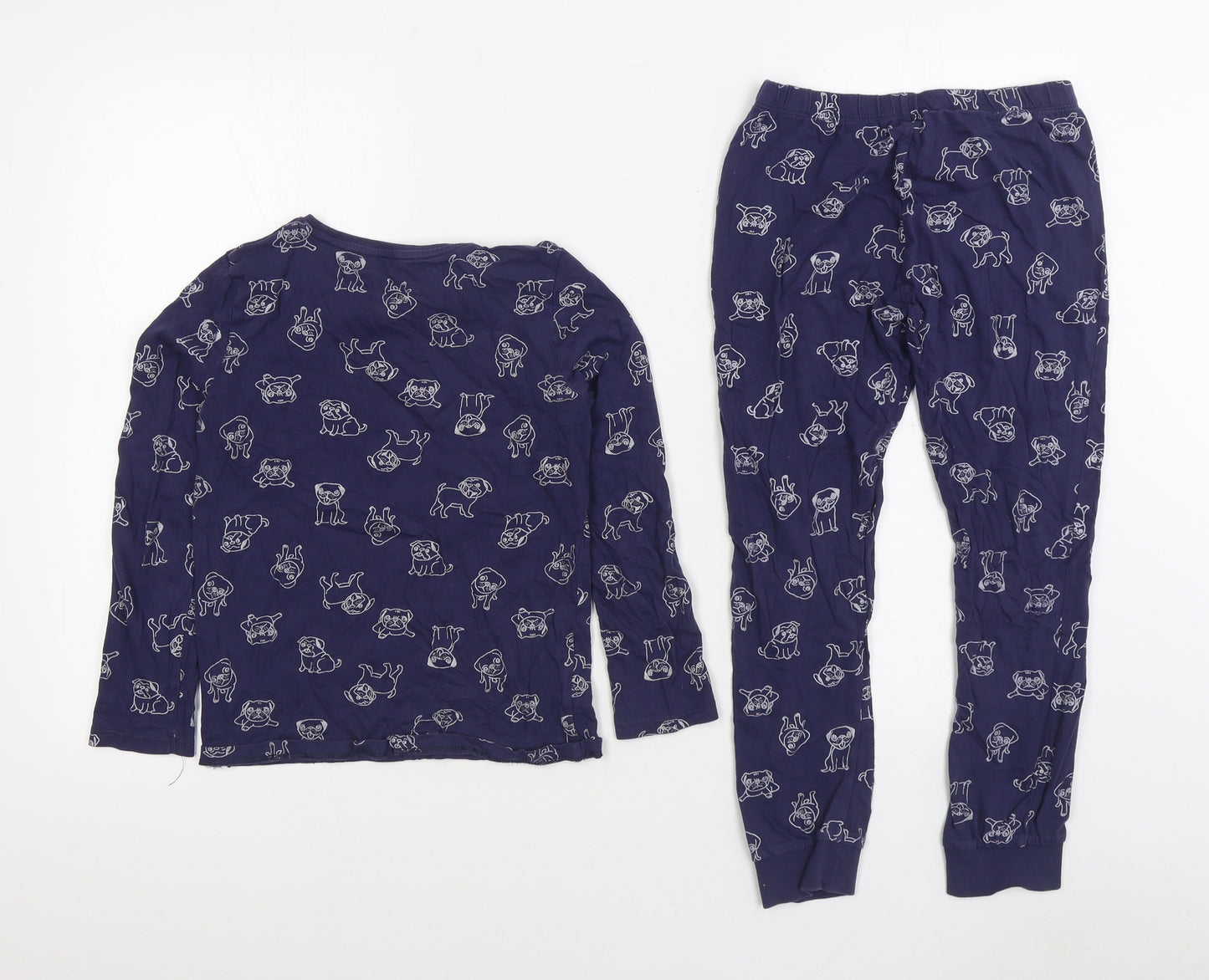 F&F Boys Blue Geometric Cotton Pyjama Set Size 8-9 Years Pullover