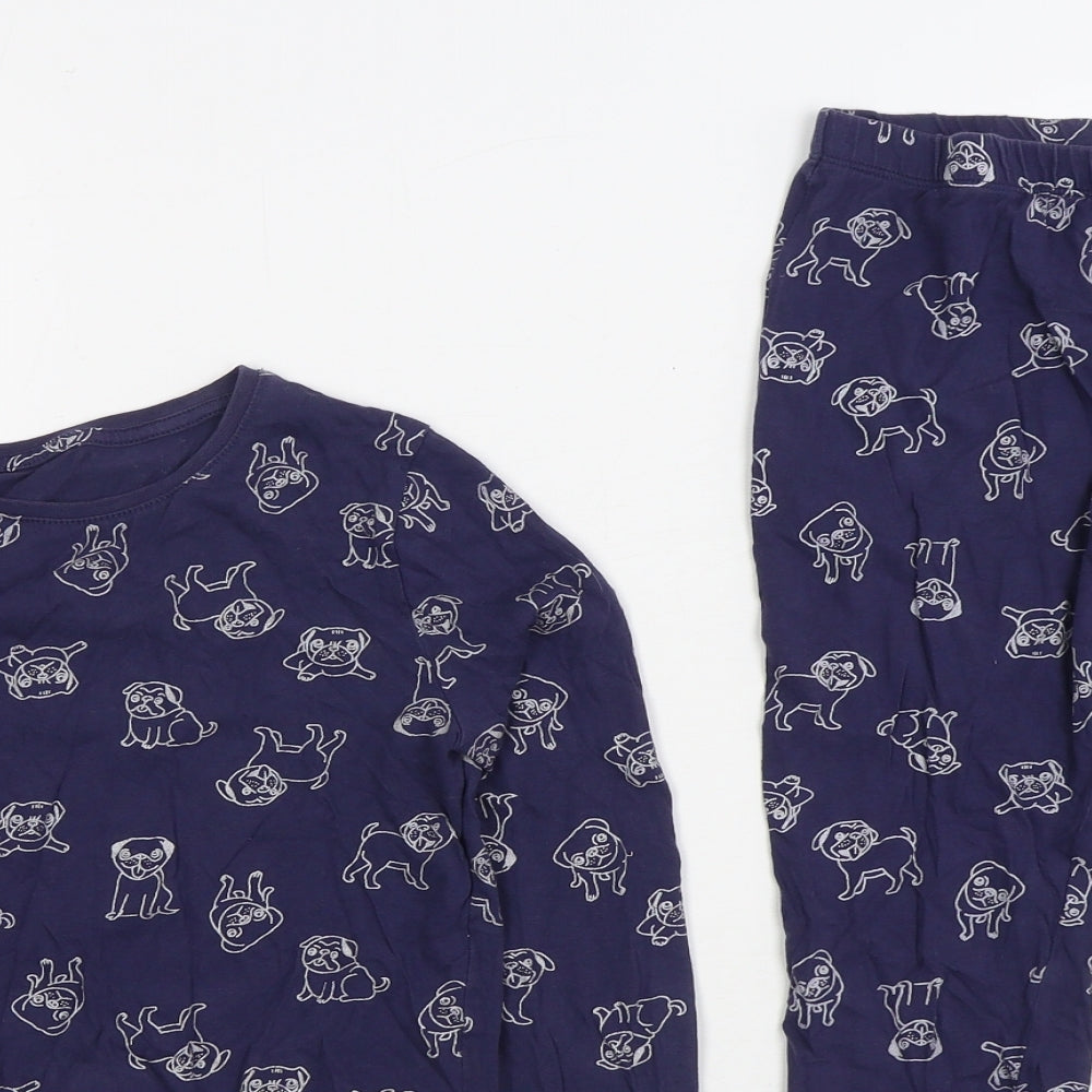 F&F Boys Blue Geometric Cotton Pyjama Set Size 8-9 Years Pullover