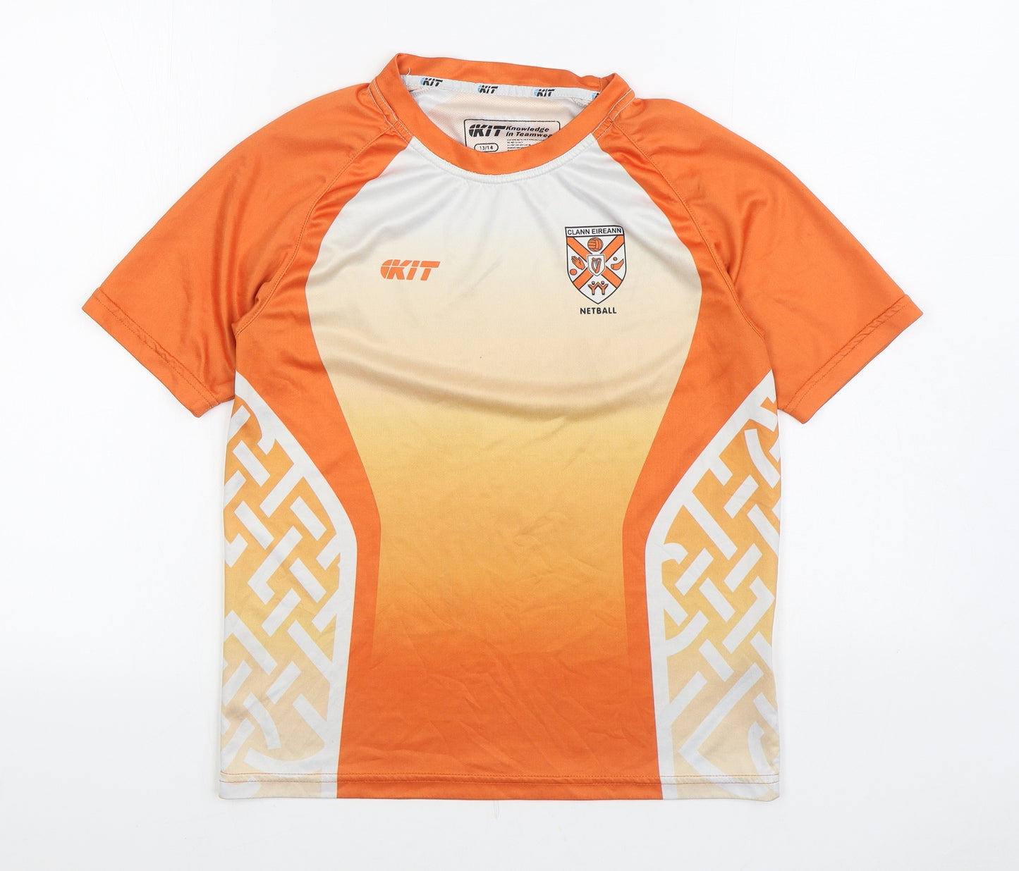 Kit Boys Orange Polyester Basic T-Shirt Size 13-14 Years Round Neck Pullover