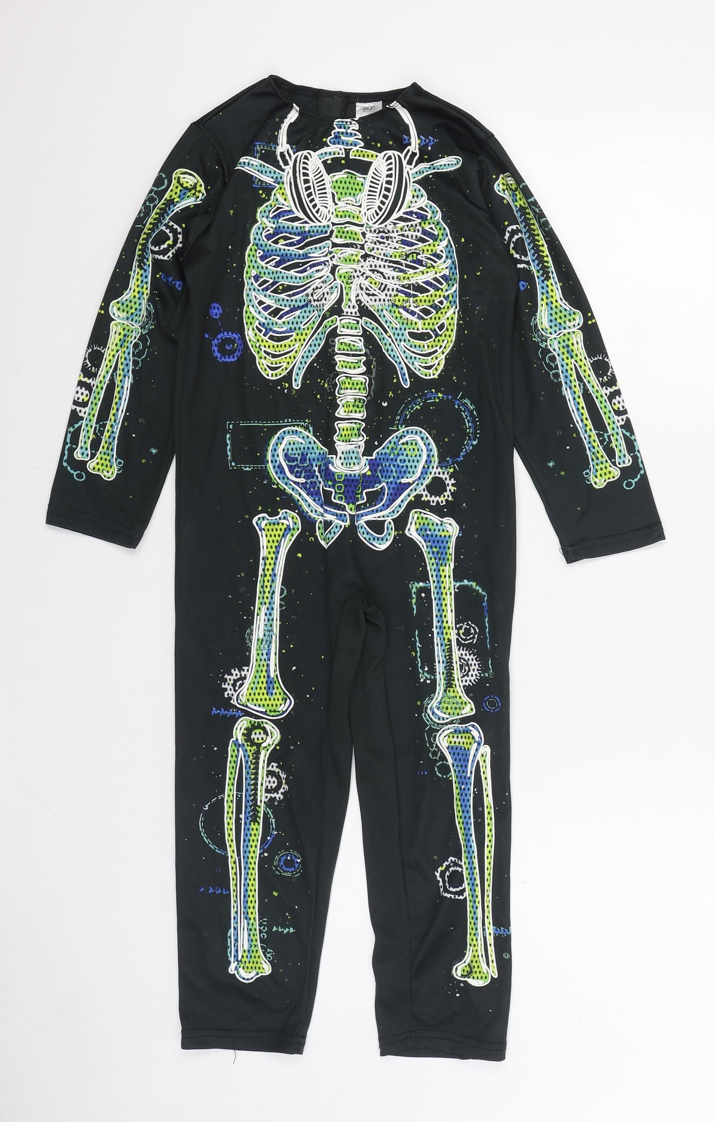 F&F Boys Black Solid Polyester One Piece Size 5-6 Years Hook & Loop - Skeleton