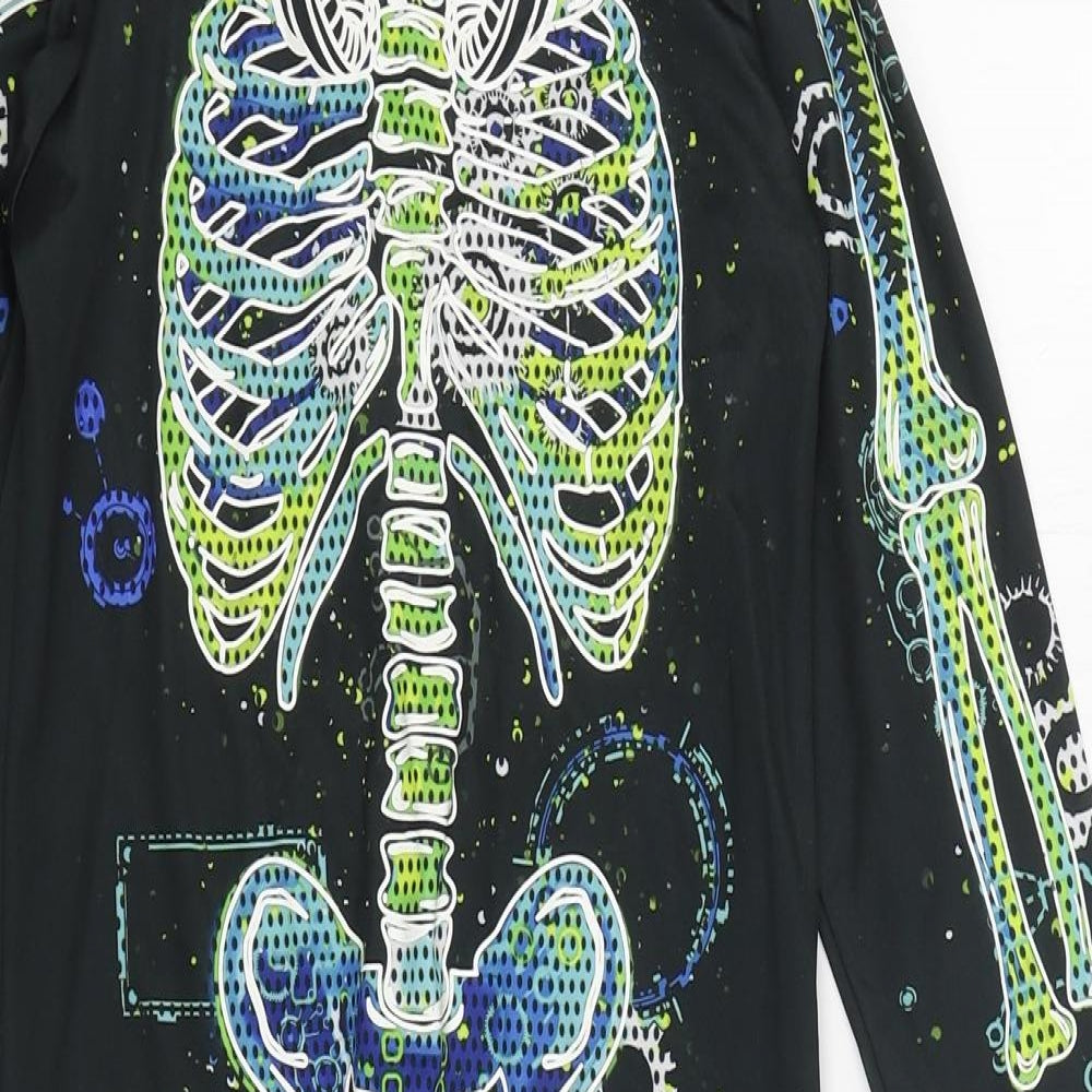 F&F Boys Black Solid Polyester One Piece Size 5-6 Years Hook & Loop - Skeleton