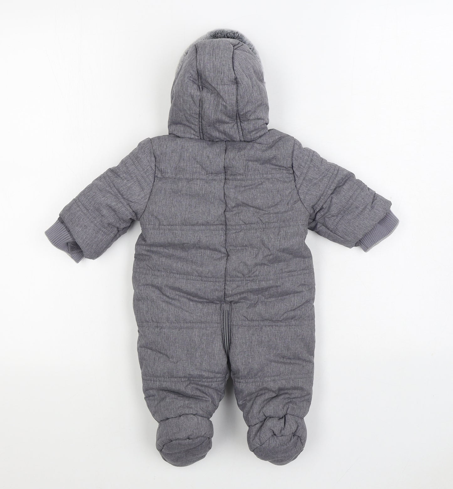 George Baby Grey Parka Snowsuit Size 0-3 Months Zip