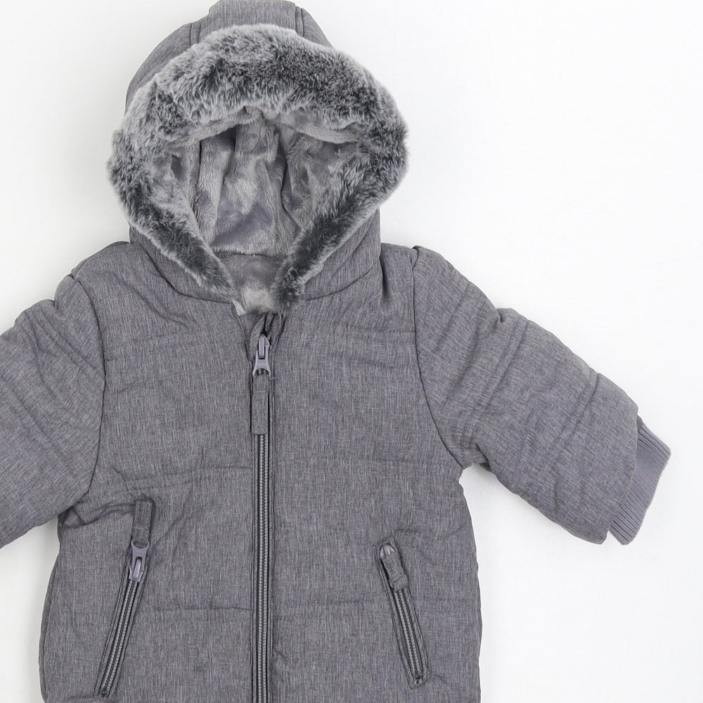 George Baby Grey Parka Snowsuit Size 0-3 Months Zip