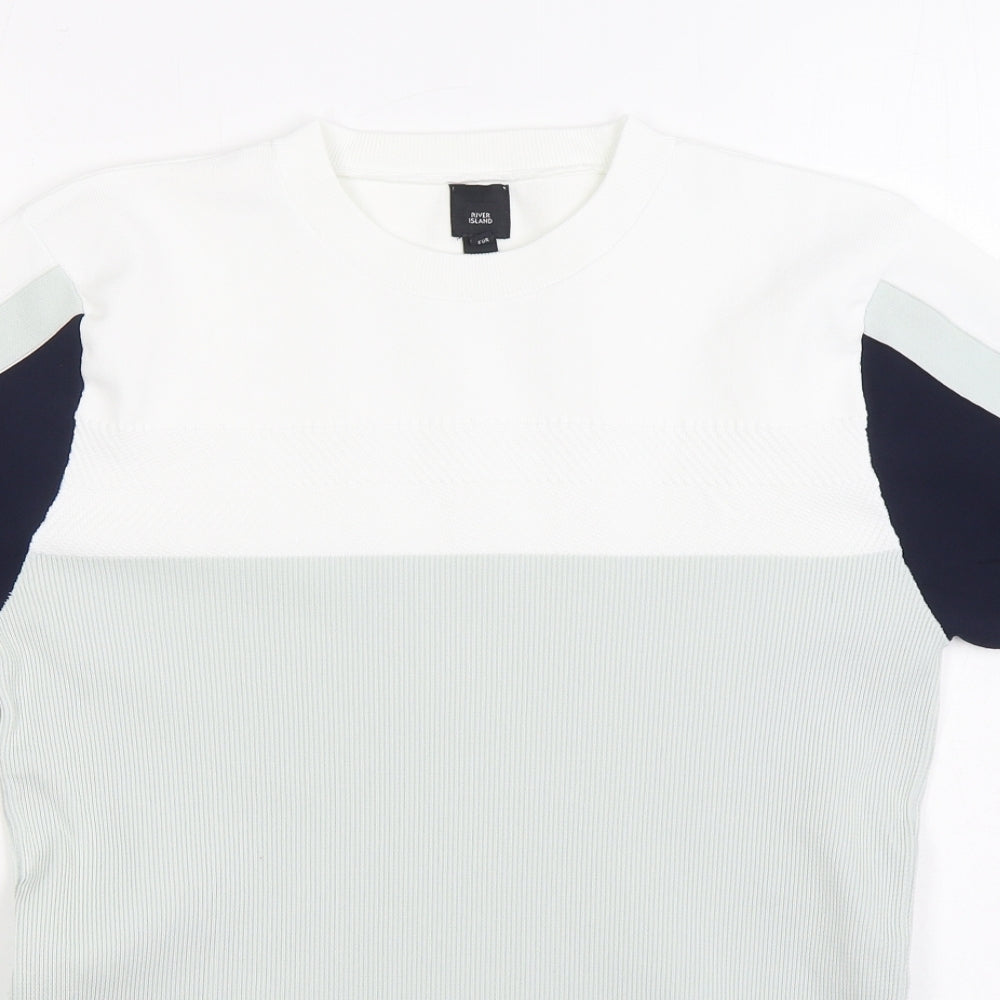 River Island Mens Green Round Neck Polyester Pullover Jumper Size L