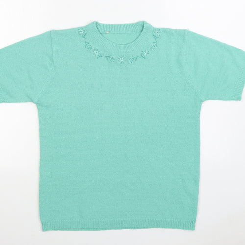 Preworn Womens Green Round Neck Acrylic Pullover Jumper Size M