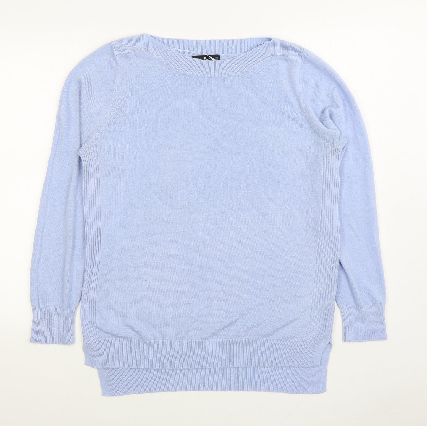 F&F Womens Blue Boat Neck Acrylic Pullover Jumper Size 16