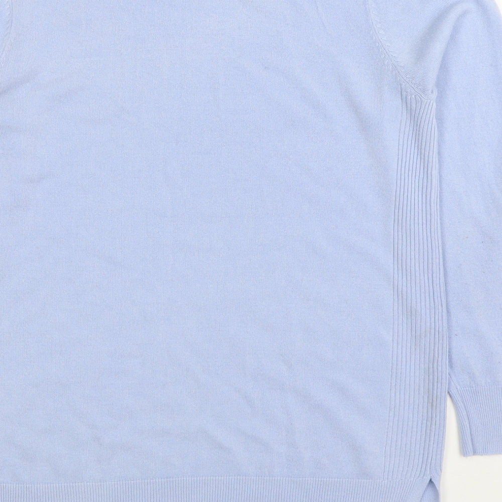 F&F Womens Blue Boat Neck Acrylic Pullover Jumper Size 16