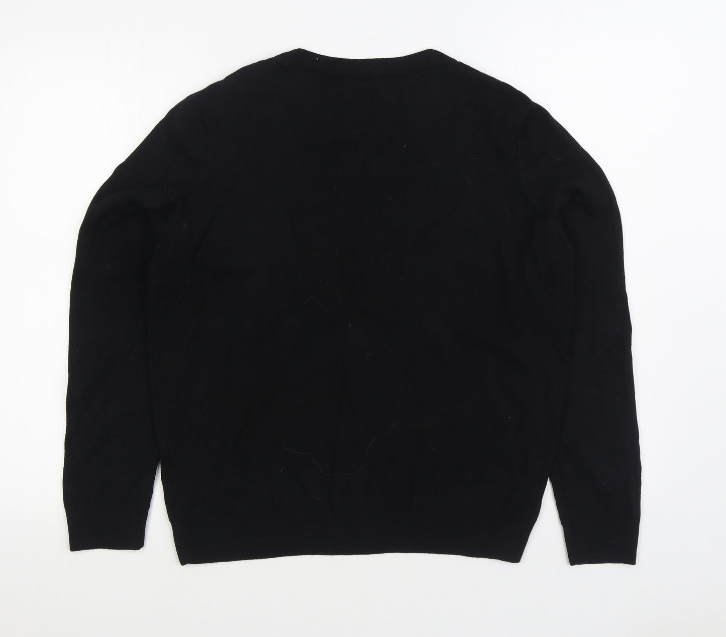 F&F Womens Black Round Neck Geometric Acrylic Pullover Jumper Size 14