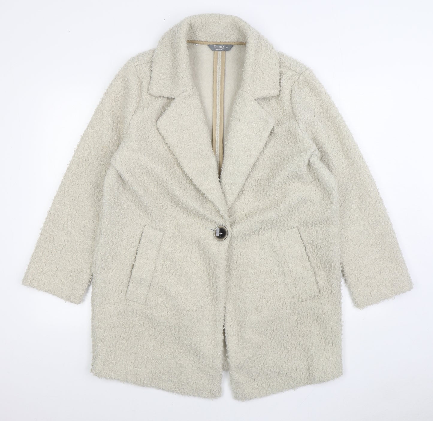 Nutmeg Womens White Overcoat Coat Size 12 Button