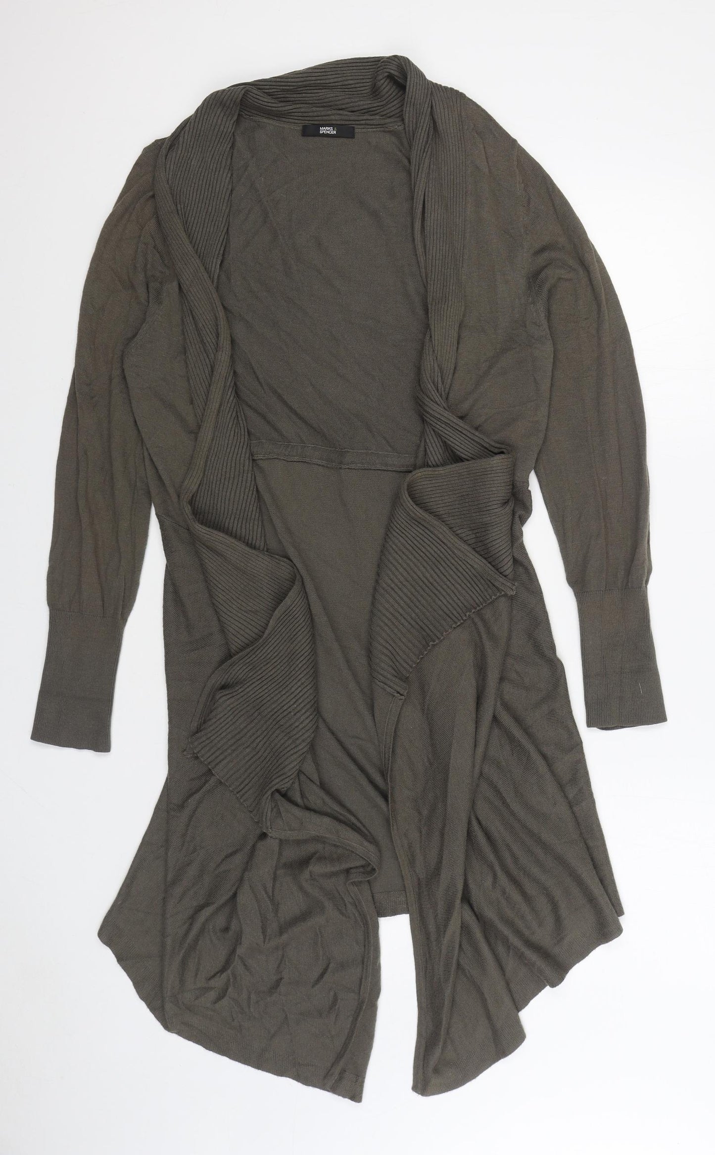 Marks and Spencer Womens Green V-Neck Polyamide Cardigan Jumper Size 12