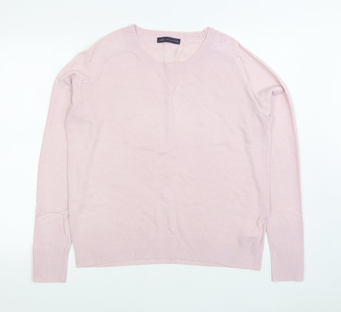 Marks and Spencer Womens Pink Round Neck Acrylic Pullover Jumper Size 14