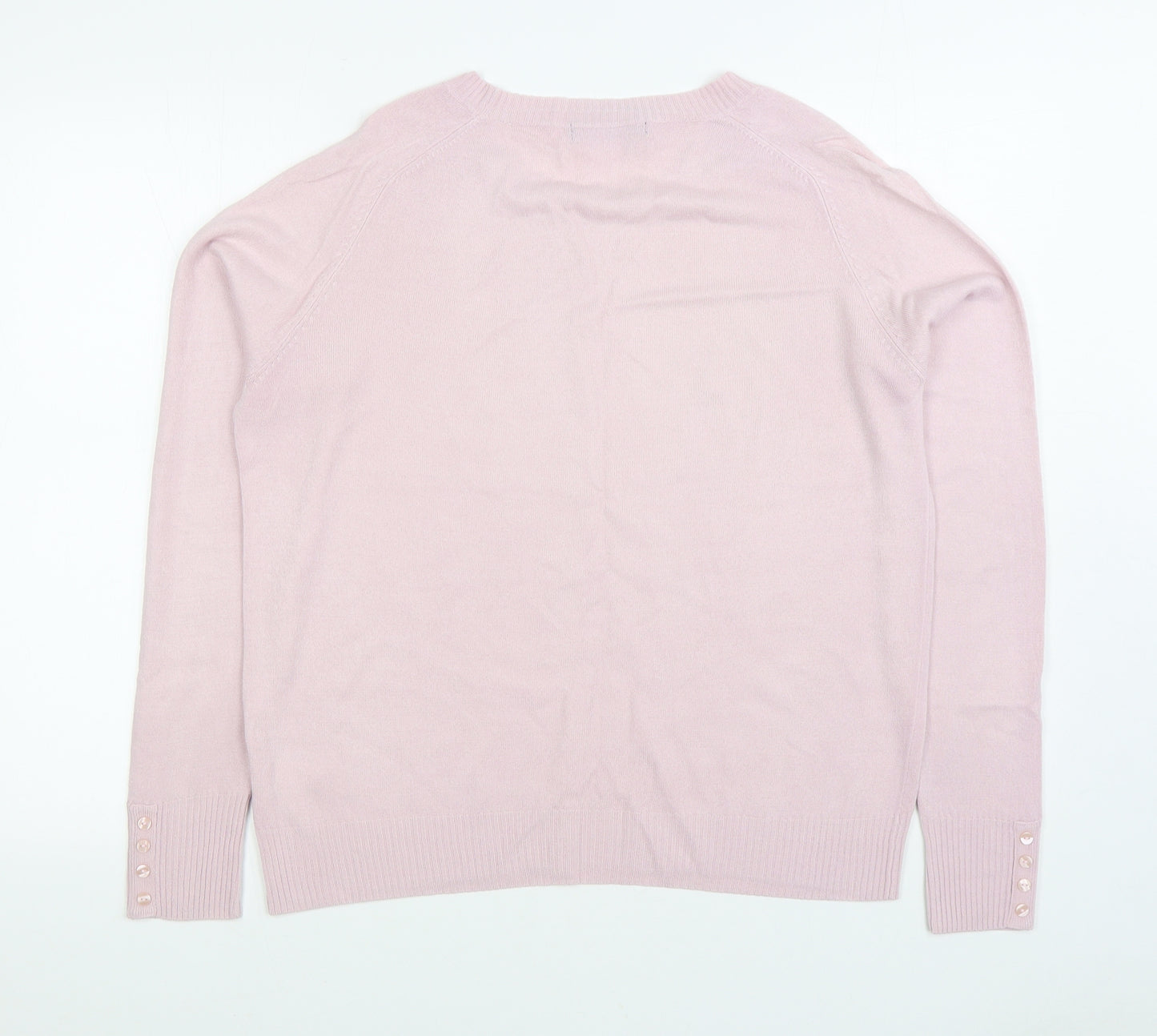Marks and Spencer Womens Pink Round Neck Acrylic Pullover Jumper Size 14