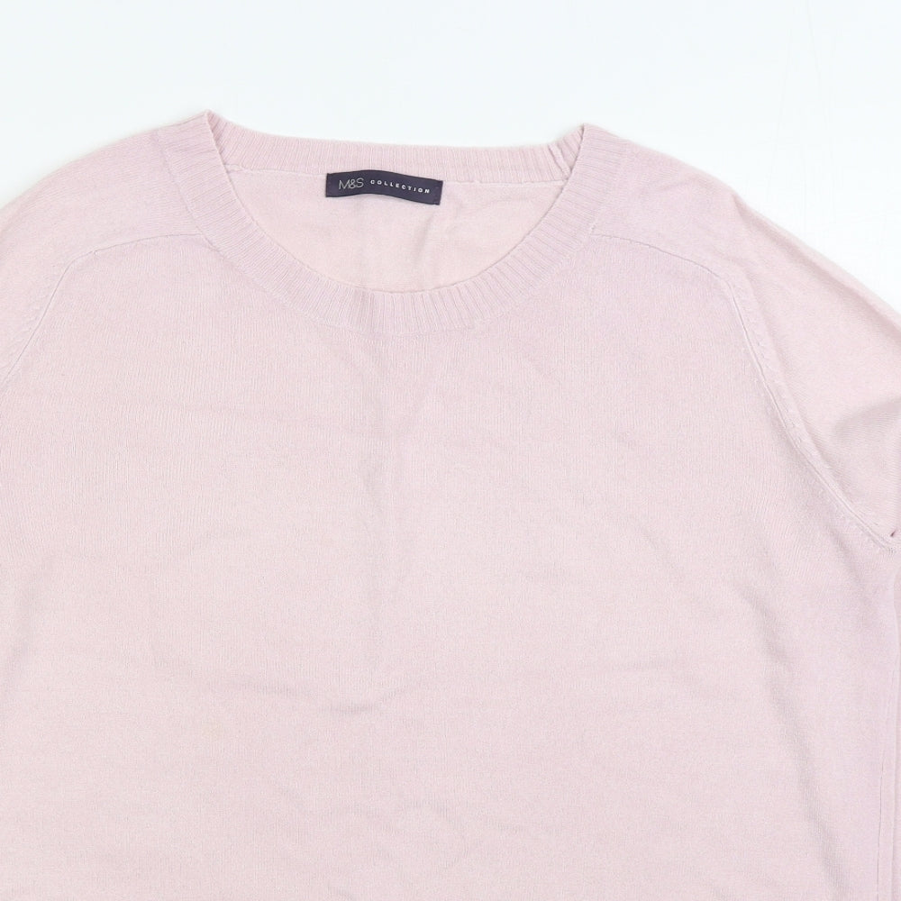 Marks and Spencer Womens Pink Round Neck Acrylic Pullover Jumper Size 14