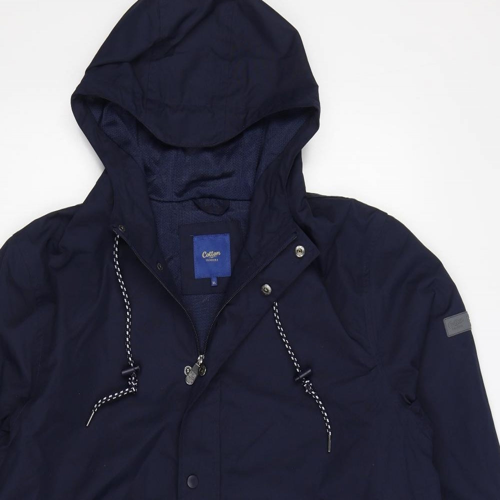 Cotton Traders Mens Blue Rain Coat Coat Size XL Zip