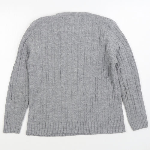 Envy Womens Grey Round Neck Acrylic Pullover Jumper Size XL