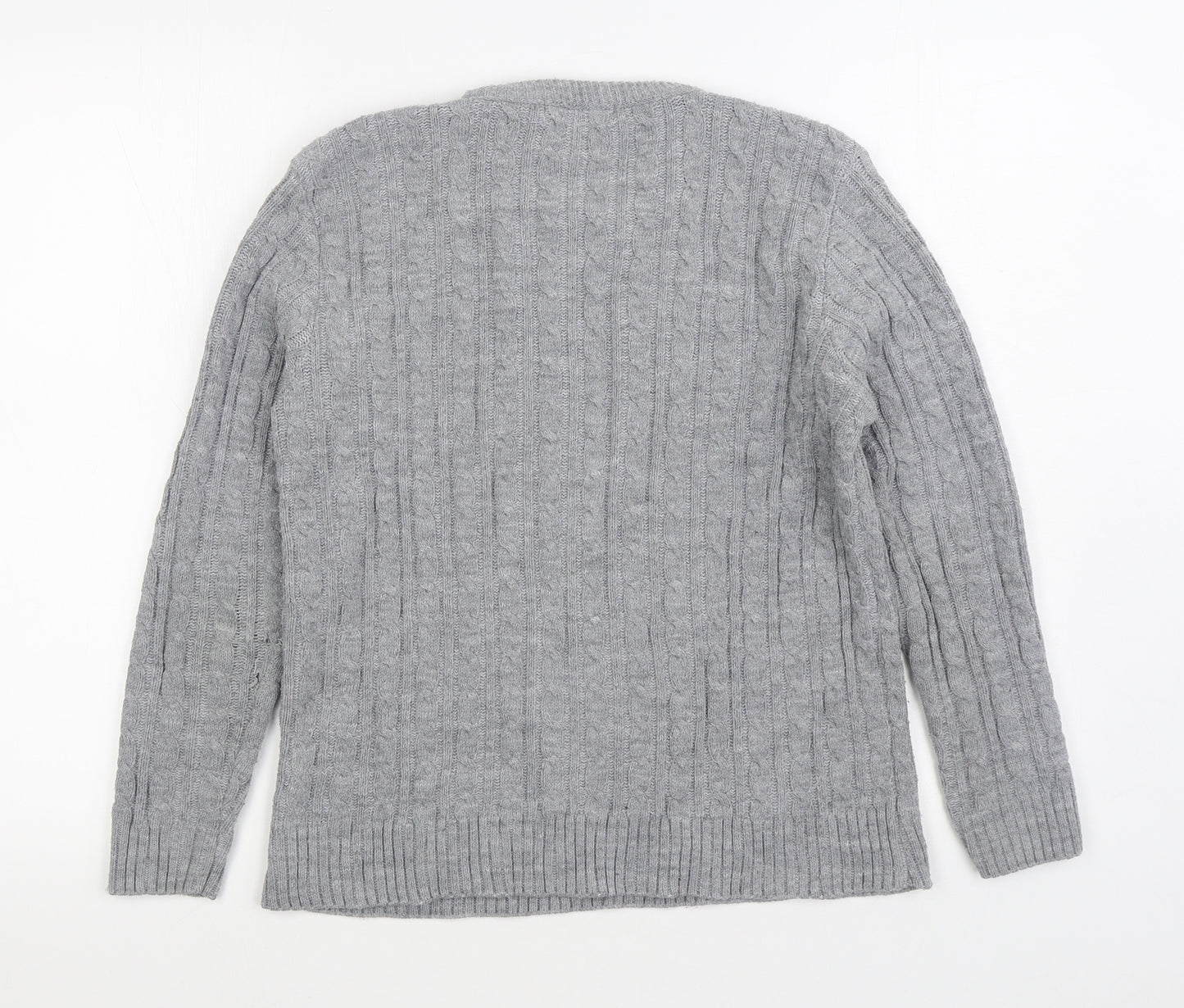 Envy Womens Grey Round Neck Acrylic Pullover Jumper Size XL