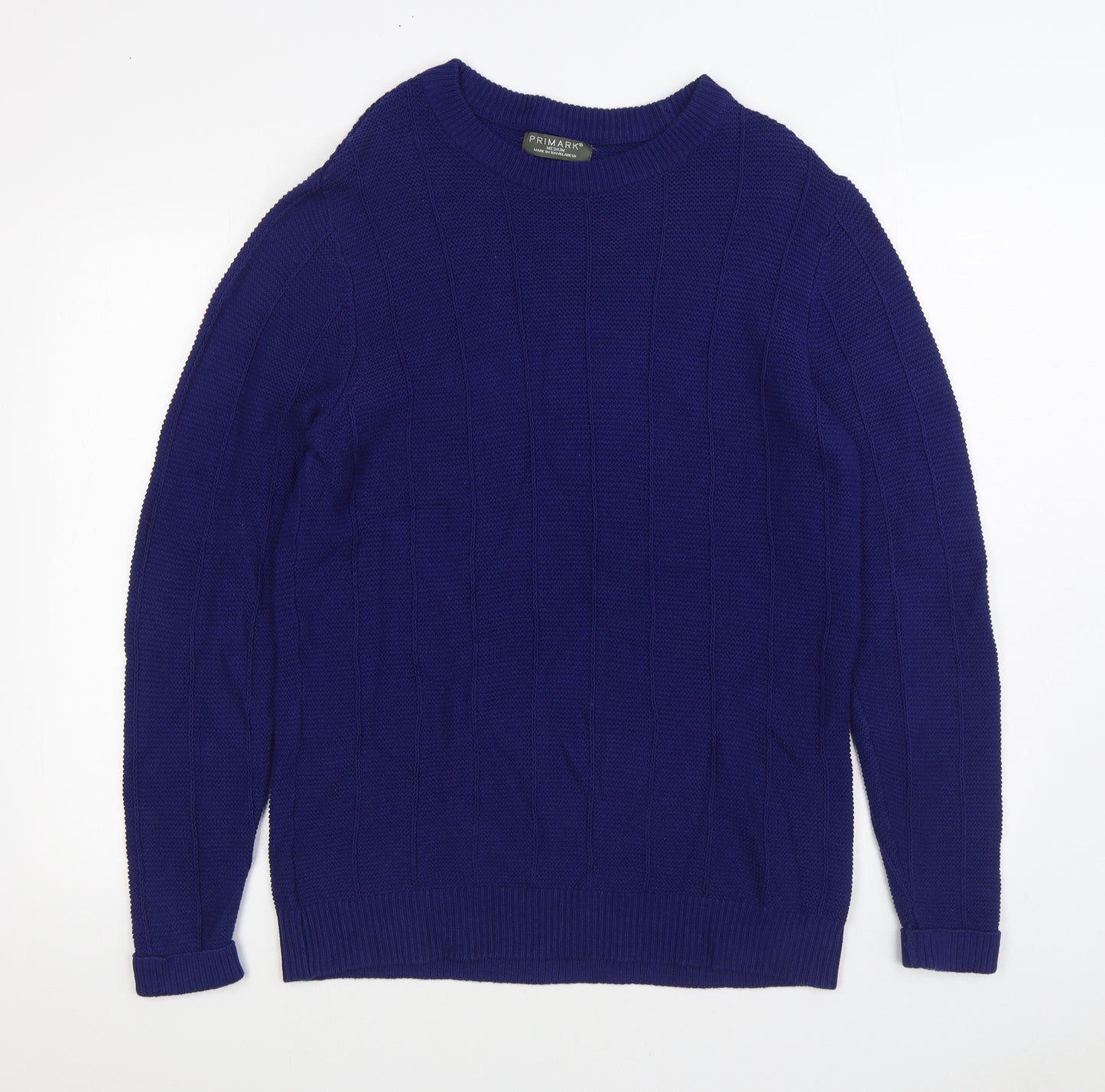 Primark Mens Blue Round Neck Cotton Pullover Jumper Size M
