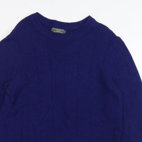 Primark Mens Blue Round Neck Cotton Pullover Jumper Size M