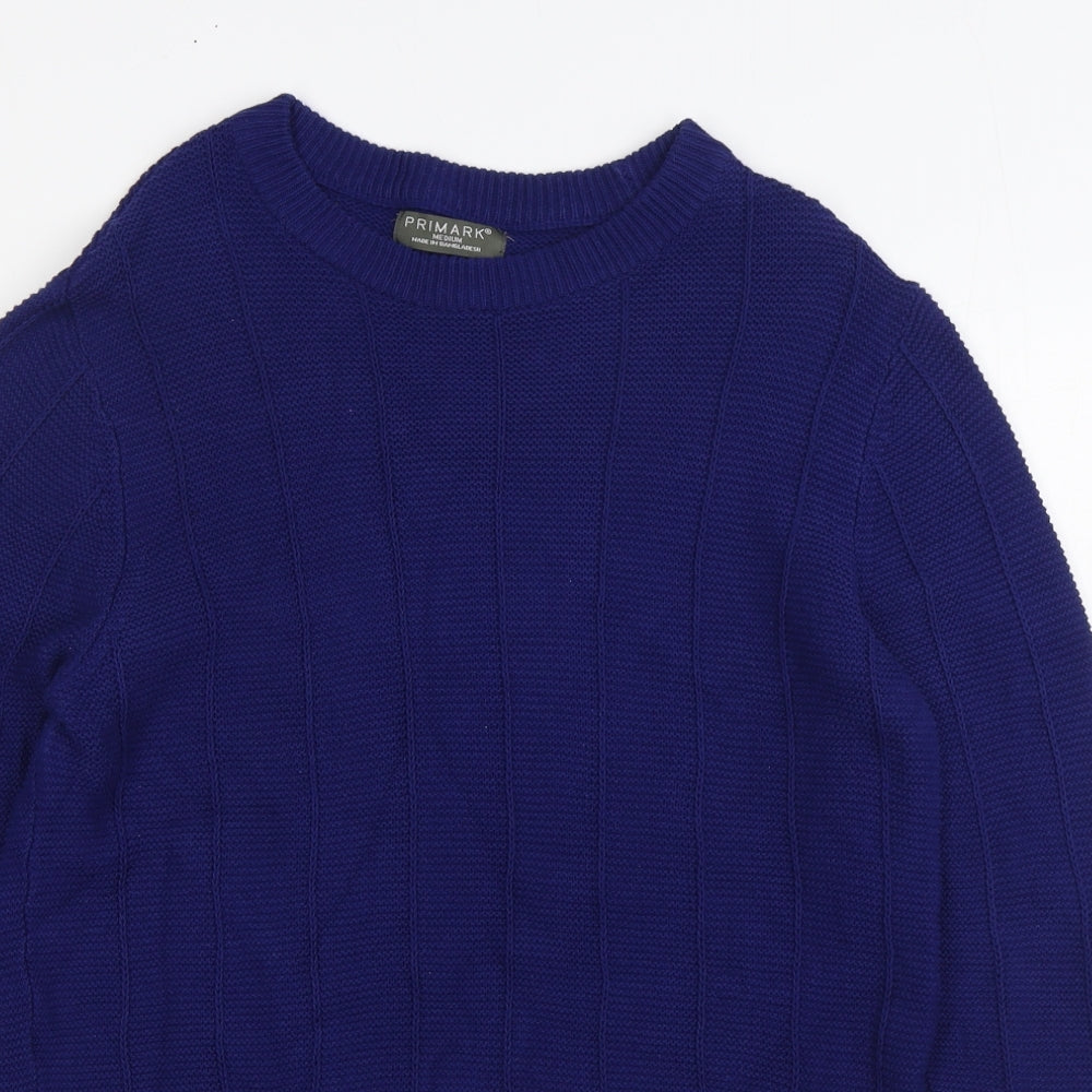 Primark Mens Blue Round Neck Cotton Pullover Jumper Size M